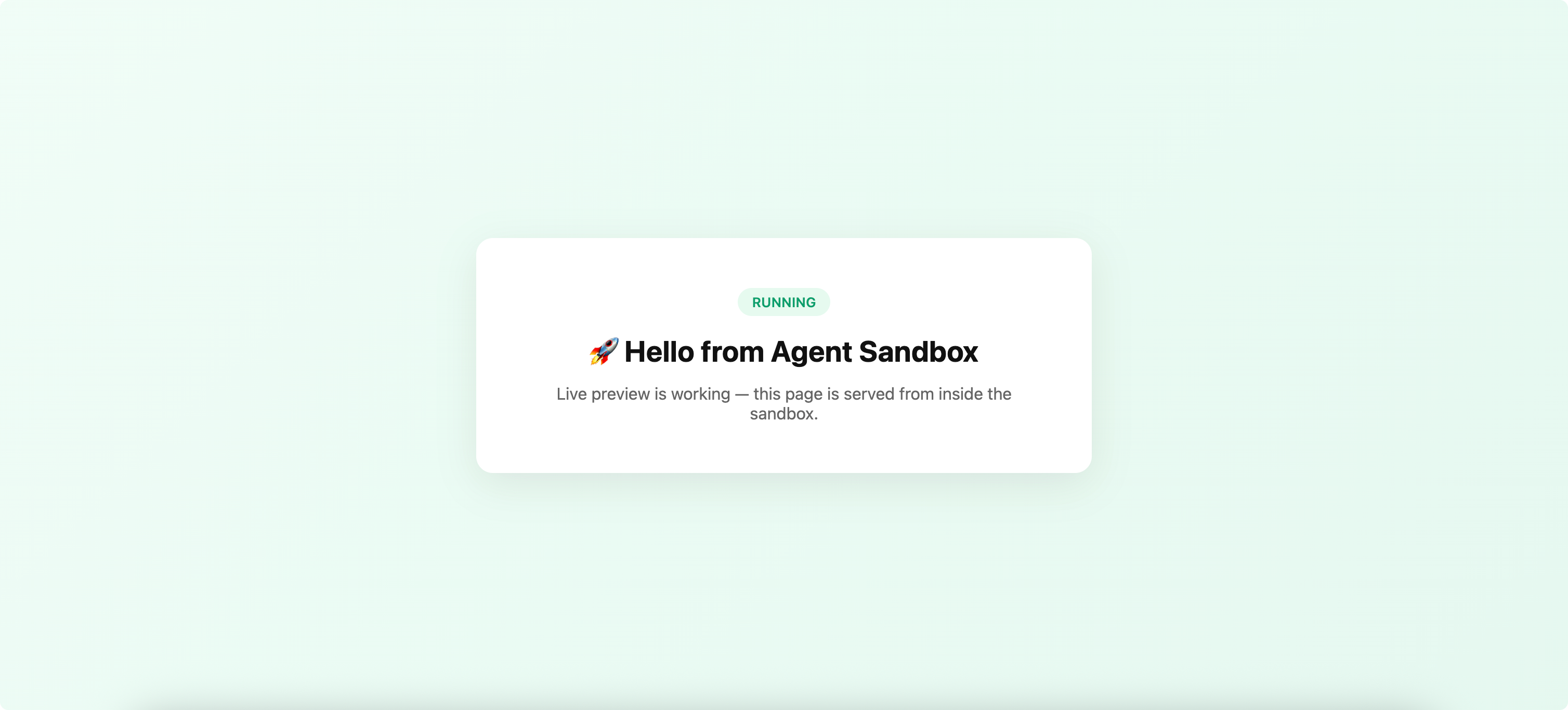 Live web application preview running inside a Cognipeer Agent Sandbox